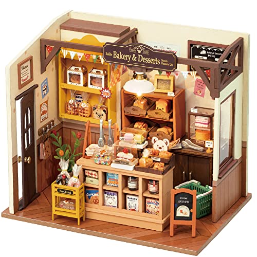 Rolife Casa de bonecas casa em miniatura com acessórios feitos à mão kits modelo para adultos para construir brinquedos de Natal presentes de aniversário para meninas e mulheres (Becka's Baking House)