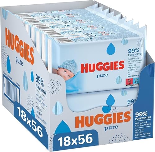 Huggies Pure, Toalhitas para bebé, 18 pacotes de 56 unidades (total 1008)
