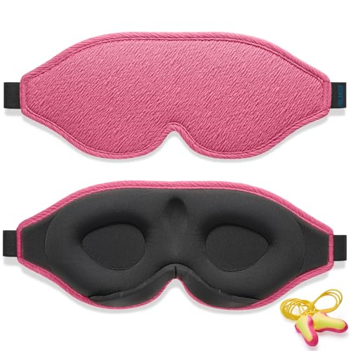 Anti-face inovadora para dormir para homens e mulheres, máscara com design que bloqueia a luz e a clareza a 100%, para dormir, dormir uma sesta, meditar, descansar bem e viajar (framboesas)
