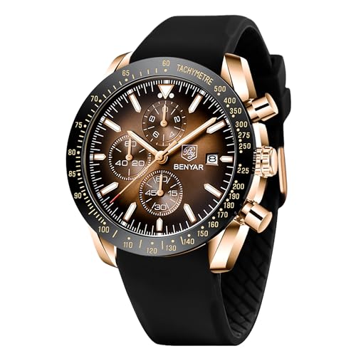 BENYAR Fashion Business Sports Watch Relógio cronógrafo para homem, movimento de quartzo, impermeável a 30 m, elegante, presente para homens.