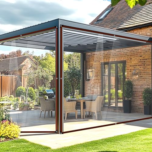 BeGrit Lona transparente com ilhoses 2 x 4 m impermeável de exterior pode usar pérgolas terraço cobertura de lona isolamento de plantas resistente ao pó para estufa tecido