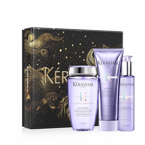 Kérastase, Blond Absolu, peito com rotina diária para o cabelo com champô Bain Lumière (250 ml), condicionador Cicaflash (250 ml) e soro de ciclismo (150 ml), para cabelo dourado ou loiro