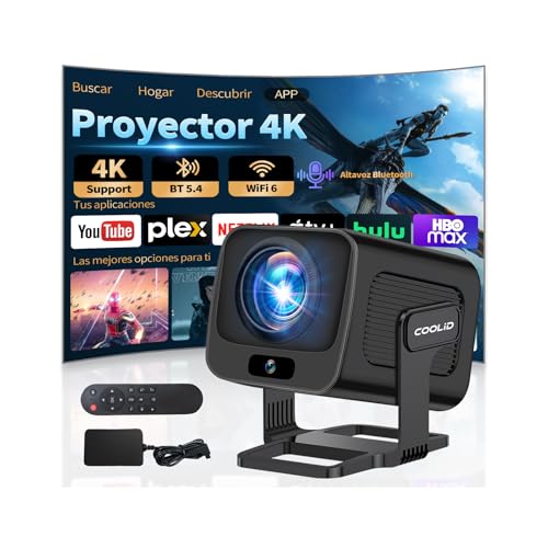 [App integrado]Projetor de vídeo com WiFi 6 e BT 5.4, 1080P nativo mini projetor portátil, projetor inteligente com autofoco e correção trapezoidal automática, para TV Stick/USB/HDMI/PC/Laptop, preto