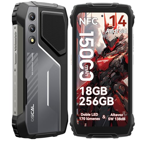 OSCAL PILOT 1 Mobile inquebrável 2025, 18 GB + 256 GB/2 TB TF | Bateria de 15000 mAh/33 W| 50 MP + 32 MP móvel resistente| LED de 170 telemóvel rugerizado| 90 Hz | Andndnd. roid 14|NFC C/GPS/Impressão