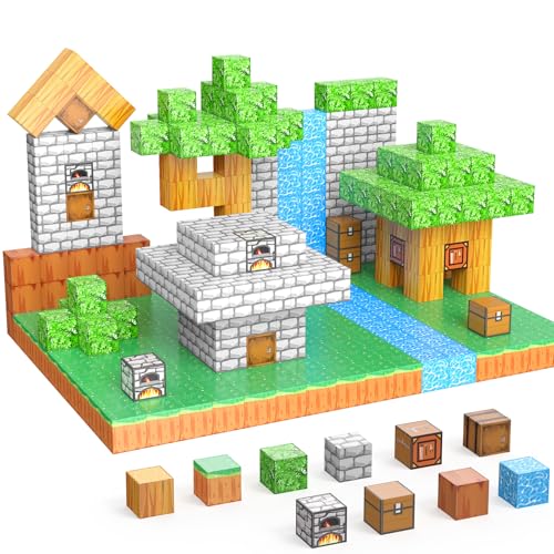 JauniQ Construções magnéticas blocos, Stem Montessori brinquedos magnéticos sensoriais presentes para meninos e meninas a partir de 3 anos, brinquedos de construção Fidget