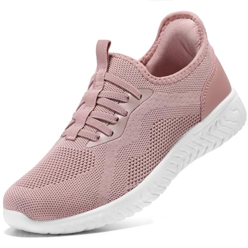 STQ Sapatilhas desportivas para mulher sem atacadores, malha respirável Slip-on Non Slip leve sapatos de passeio caminhar, correr