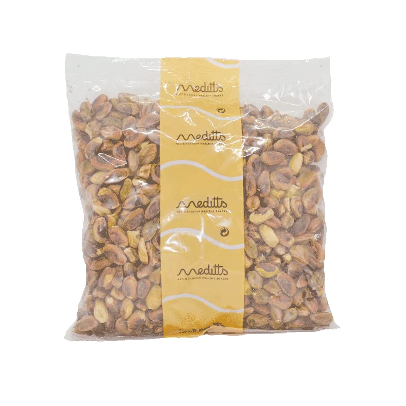 Meditts - Pistachos naturais descascados 500 g | crú e sem sal | sem glúten | 100% frutas secas naturais, alto em proteínas e fibra, adequado para dieta Keto, veganas e vegetarianas