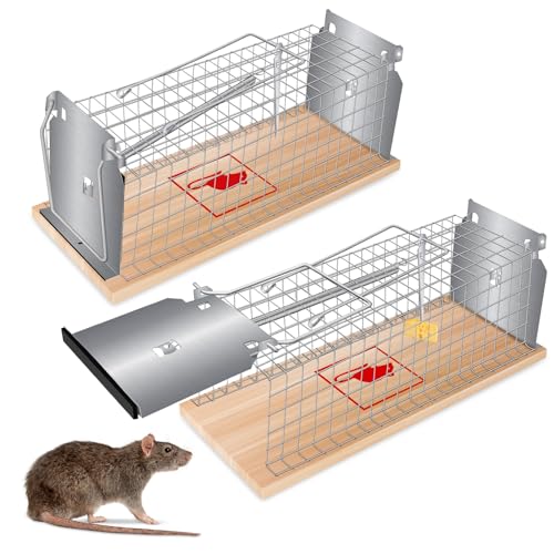 Aragallant 2 unidades armadilhas para rato, armadilha de ratos grandes, armadilha de ratos vivos reutilizável, ratoeira, rotoeira, ratos para ratos de casa, cozinha, garagem, ideal para captura de