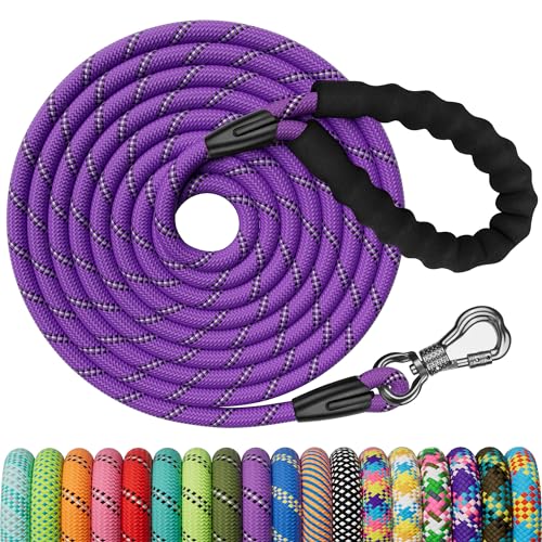 X XBEN Trela de treino para cão, 1,5 m 3 m 5 m 6 m 10 m 15 m 20 m 25 m 30 m trela de cão comprida com gancho bloqueável, trela de treino para cães grandes e pequenos, refletora e duradoura