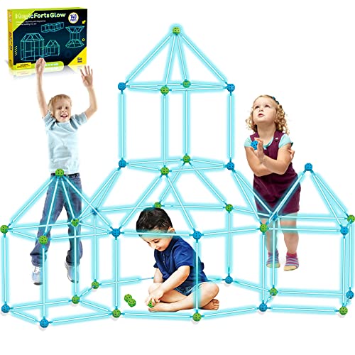 140 unidades kit de construção para crianças 140 peças que brilham no escuro ar fort builder de presente brinquedos para 4 5 6 7 8 9 anos de idade meninas DIY Fort Building túnel loja