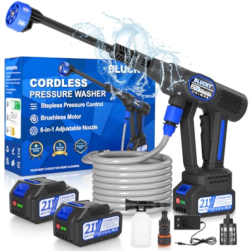 Hidro-limpeza de alta pressão a bateria portátil, com conexão direta à torneira, 6 em 1, inclui 2 baterias de 4,0 Ah para carro/chão/jardim/limpeza e rega