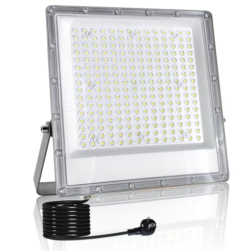 Indmird Focos LED para exterior, 200 W, super brilhante 20000 LM projetor LED exterior IP66 luzes LED exteriores 6500 K branco frio iluminação de segurança para pátio, jardim, terraço, entrada