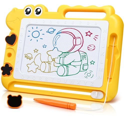 Dinossauro Quadro magnético para crianças brinquedos 2 3 anos, quadro mágico colorido jogos educativos presentes para meninas e meninos 2-5 anos, viagem brinquedos com 4 áreas de cor 3 selos 1 caneta