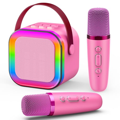 Dislocati Presente menina 3-12 anos, microfone princesa karaokê 2 microfones sem fios microfone karaokê brinquedos menina 3-12 anos presente de aniversário - ideal para festas, aniversários e diversão