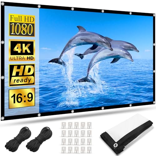 Tela projetor de 120 polegadas, HOPFROG tecido projetor de dupla face 16: 9 4 K Full HD projetor Screen exterior portátil Wrinkle-Free Folding anti-luz para pátio cinema jardim