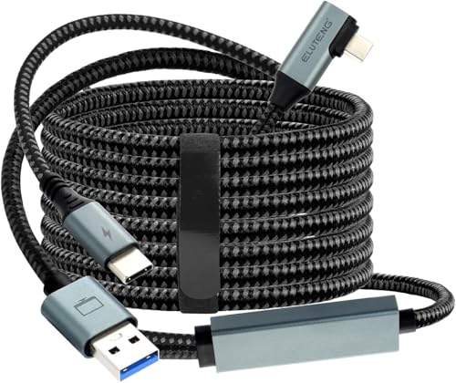 ELUTENG Cabo Link 5 M, transferência de dados 5 Gbps USB 3.0 para cabo de tipo C, compatível com Oculus Meta Quest 3 acessórios, Quest 2/Quest Pro/Pico 4/PC Steam VR, para auriculares VR e PC
