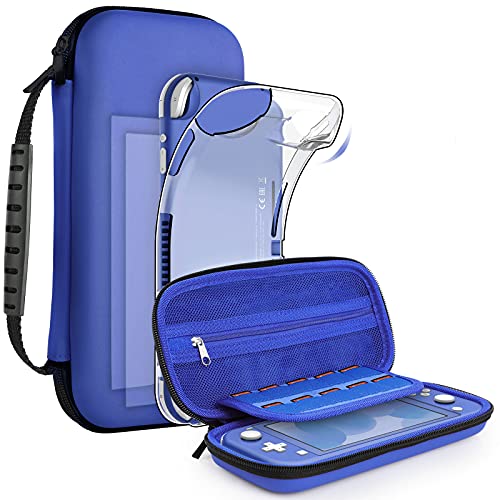 GeeRic Capa compatível para Switch Lite, acessório de 8 peças capa de silicone e 2 peças protetor de ecrã compatível para Switch Lite, 4 tampas de polegar e aderência de armazenamento