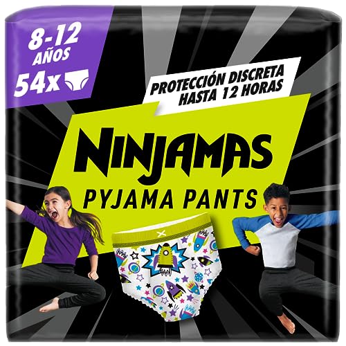 Ninjamas Fralda de pijama com navios espaciais, 9 fraldas de pijama, 8-12 anos, 27 kg - 43 kg, proteção contra fugas toda a noite