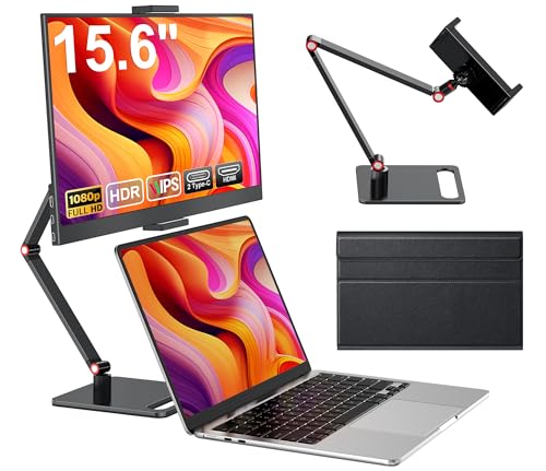 MAGICRAVEN Monitor portátil ecrã portátil 15,6" 1080 FHD IPS ecrã computador móvel externo monitor altifalante integrados com HDMI USB C monitor para computador portátil PC Mac telefone X-Bo PS45 com