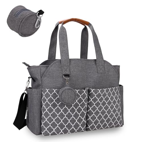 Bizcasa Bolsa trocador de bebé, fraldas de grande capacidade com bolsa de chupete para bebé, grande mala de viagem, bolsa hospitalar multifunções para maternidade (cinzento)