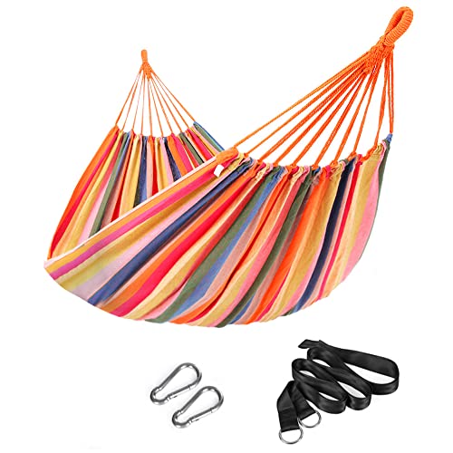 SONGMICS Rede de rede, 210 x 150 cm, rede de casal, 300 kg de capacidade de carga, para terraço, varanda, jardim, exterior, campismo, com bolsa de transporte, correias de fixação e mosquetões, íris