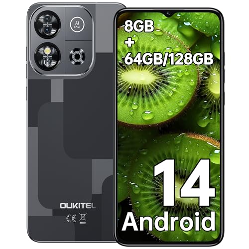 OUKITEL C57S Telefones celulares livres - telemóveis Android 14 6,52" ecrã HD telemóvel inteligentes Smartphone 8 GB RAM 64 GB ROM/128 GB 4300 mAh câmara 13 MP dupla 4G SIM Face ID