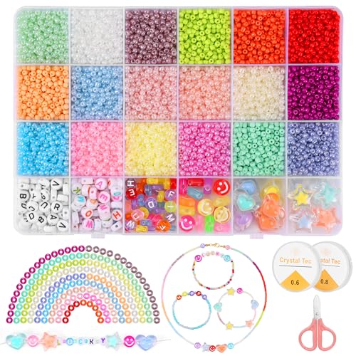 Petiyark Missangas para fazer pulseiras 18 cores, 7522 peças fazer pulseiras meninas, kit pulseiras para fazer menina, kit para fazer pulseiras DYY para fazer pulseiras, colares, porta-chaves