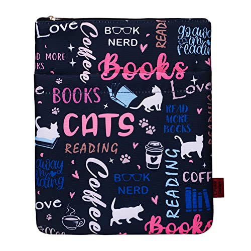 LParkin Capa protetora para livros de café, capa de livro de gatos com fecho, tecido lavável de 11 x 8,5 polegadas, para amantes de livros (livros de gatos café)