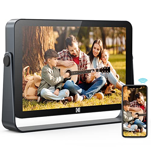 KODAK Moldura de fotos digital Wi-Fi de 10,1 polegadas com bateria de 4000 mAh, ecrã táctil IPS G+G de 1920 x 1200, compartilhamento por WiFi, memória de 32 GB integrada, rotação automática, moldura