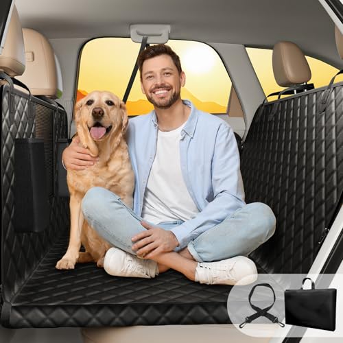 DATEFUN Capa de carro para cão mais largas, protetor de carro cães assento traseiro impermeável antiderrapante com janela de malha visível, compatível com elevador de carro criança