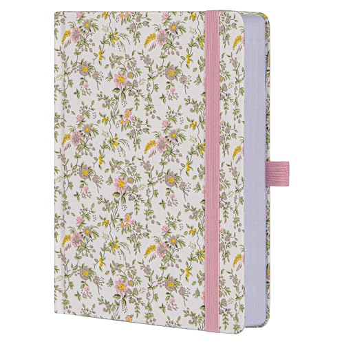 TIEFOSSI Caderno forrado para mulher, caderno A5 com grade de pontos para escrever, 190 páginas numeradas, papel grosso, diário de viagem, para trabalho, casa, escola, anotações, negócios