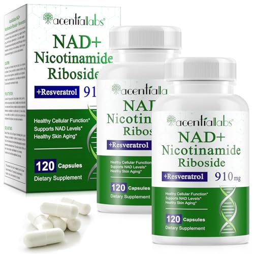 NAD Nicotinamide Riboside 910 mg, Nad Resveratrol, suporte de energia celular, foco, suplemento anti-envelhecimento Nad (240 cápsulas)