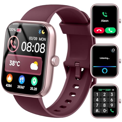 Relógio inteligente homem mulher Konitee, Smartwatch com chamadas Bluetooth, 1,83" pulseira atividade com Whatsapp mensagens, 110 modos desportivos, SpO2/sonho/pulsómetro, impermeável IP68 para iOS