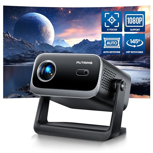 Projetor [à prova de pó & auto keystone & foco um botão]mini projetor portátil 4K 1080P FHD suporte, 20000lúmenes WiFi6 Bluetooth5,2 rotação 145° Zoom50% projetor de cinema em casa para Mm móvel / TV