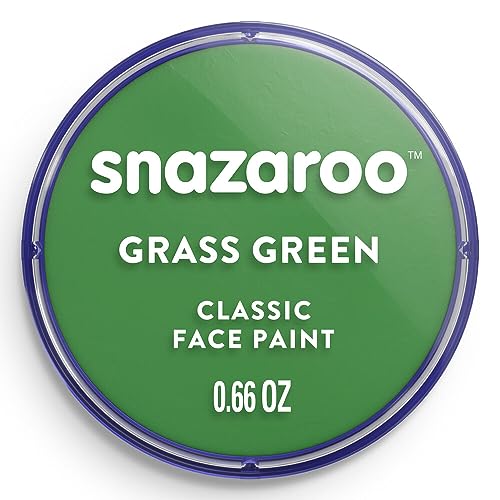 Snazaroo - Pintura facial e corporal, 18 ml, cor verde relva, profissional à base de água, pastilha de aquacor individual para adultos, crianças e efeitos especiais