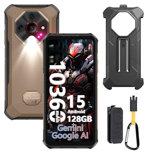 Ulefone Armor X16 Mobile resistente 2025, Android 15 Smartphone 12GB+128GB/SD-2TB 10360mAh Telemóvel, câmara 48 MP+16 MP+20 MP, 6,56" 3-Slots/Flashlight/Octagon Dommer. E-Inspiro Design vermelho/OTG