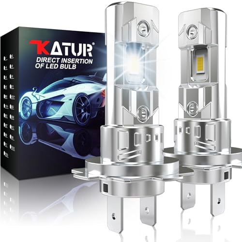 KATUR Lâmpada H7 LED 16000LM 6000K branca, lâmpada LED H7 para faróis de carro 80 W 500 % brilho sem ventilador mini tamanho plug and play kit de conversão halogéneo substituição, embalagem de 2
