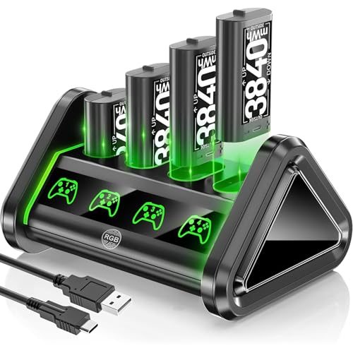 OIVO Baterias para Xbox One/Series X|S/Elite, 4 x 3840 mWh bateria comando Xbox, baterias recarregáveis para comandos Xbox, acessórios para Xbox One/Series X | S