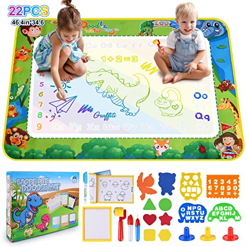 DICLLY 120 x 90 cm desenho tapetes mágicos, tapete com conjunto de ferramentas de pintura de água brinquedo educativo presente para crianças