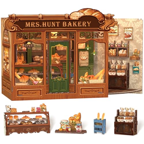 Cutefun Diorama de biblioteca, com iluminação LED e cobertura antipoeira, miniatura, casa de bonecas para adultos, presente criativo para mulheres/homens, quebra-cabeças 3D, decoração de estante
