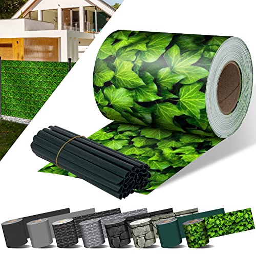 KESSER® Faixa de privacidade PVC rolo cerca opaca de haste dupla 70 m x 19 cm, 60 clipes de fixação | resistente às intempéries e ao vento, faixa opaca cerca jardim cercado, coruja