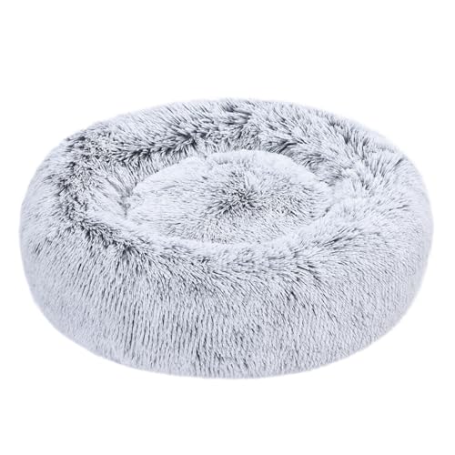 Amazon Basics Cama suave donut para animal de estimação de cão, pele sintética, lavável na máquina, 59 cm, cinzento