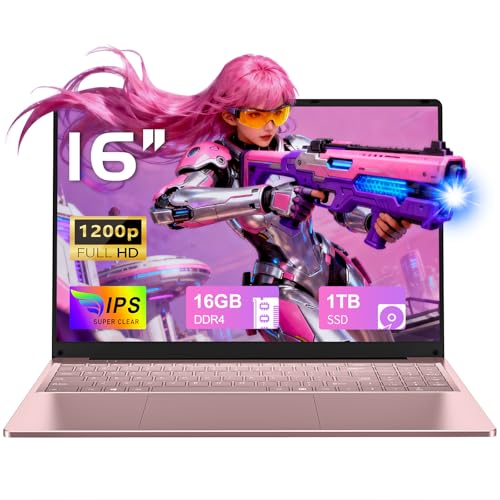 FUNYET 2025 Computador portátil de 16 polegadas 16 GB RAM 1 TB M.2 SSD expansão 1 TB portátil 4 cores Celeron N150 até 3,6 GHz Win 11 Laptop FHD 1920×1200 USB 3.0 BT 5.0 WiFi 5 HDMI Tecnologia. lado