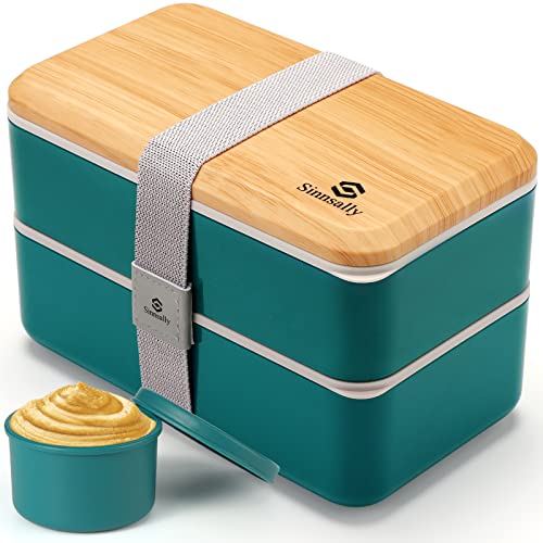 Lancheira Bento Lunch Box, 1400 ml Lancheira para adultos, Lancheira japonesa, lunch box sem BPA, Hermética vazamentos, recipiente para alimentos com compartimentos e conjunto de talheres, micro-ondas