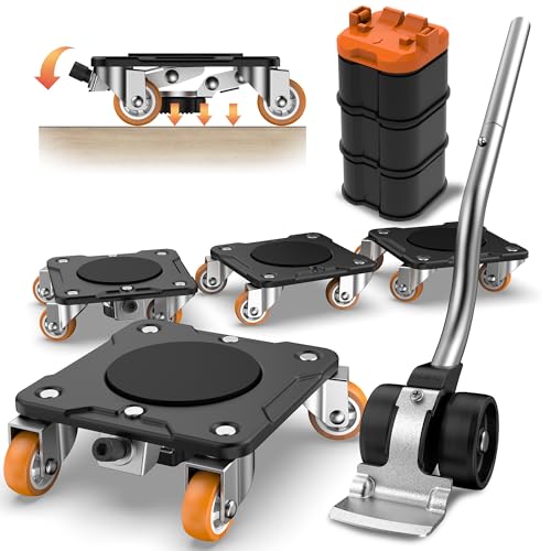 ONEON Set Mover de móveis Plus edição Parked, necessidades de movimento periódico, design com mecanismo de bloqueio, Dollies com bloqueio para estabilidade a longo prazo de objetos pesados