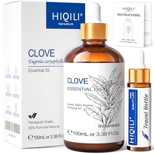 HIQILI 100 ml óleo de cravo para dentes e gengivas, dores dentárias, spray, aromaterapia, 100 % puro natural