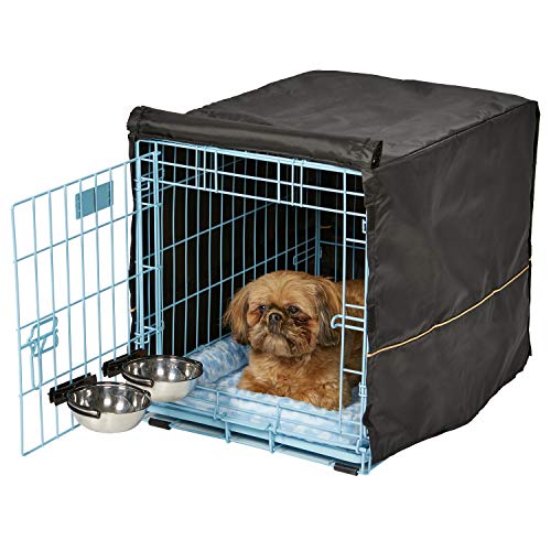 MidWest Homes for Pets iCrate Modelo 1522DD-KIT Kit de gaiola para cães recém-otimizada, de porta única, inclui gaiola para cães, 2 tigelas, comprimento de 58,4 cm, cor azul