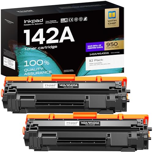iNKPAD Tonificador 142A 142A 142X, para HP Laserjet MFP M140w Tonificador M110w M110 MFP M140 MFP M139w M139 W1420A W1420X (com chip, 2 pretos)