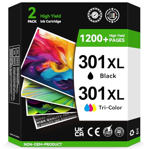 Cartuchos de tinta 301XL de alto desempenho, preto e tricolor, substituição para HP 301 cartuchos de tinta combo original, tinta de impressora 301 XL para DeskJet 2540 2050 3050, Envy 4500 5530,