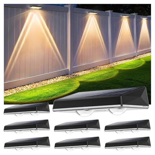 Delaiglow Apliques solares exteriores impermeáveis IP67, 8 unidades de luz solar, cor branca com 3 modos, lâmpada solar exterior potente para pátio, jardim e cerca
